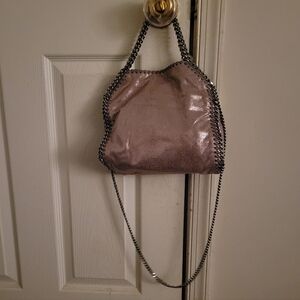 Stella McCartney Falabella Metallic Pink Small Tote Bag w/Chain Link Straps